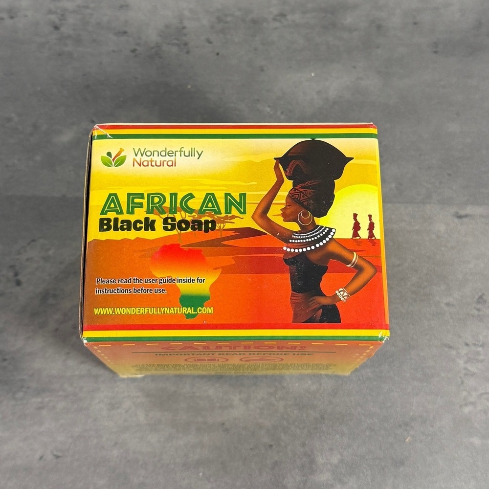 Wonderfully Natural African Black Soap 16 oz Bar Ghana Shea Butter Exp 07/2027